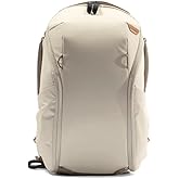 Peak Design Everyday Backpack Zip 15L, Bone, 270-Degree Zip, Dual Side Pockets, FlexFold Dividers, Fits 15" Laptop, For Camera Carry, Daily Commutes or Travel, Versatile Backpack for Men and Women
