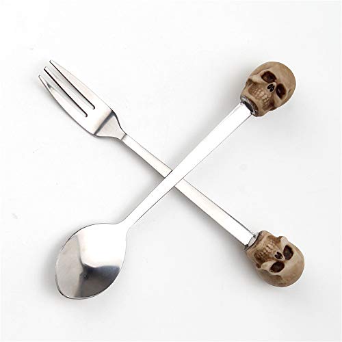 TBWHL Skeleton Head Spoon Fork Set Skull Decor Mini Fork Tiny Spoon for Halloween Decorations Home Decor - Thumbnail 2