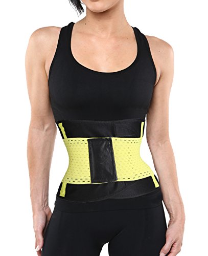 Belt Sauna Slimming Stomach Fat Burner Waist Trimmer Tummy Sweat Wrap Tuck Body (2XL, Yellow)