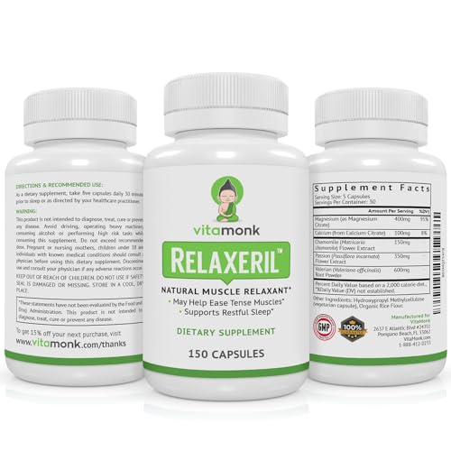 VitaMonk Relaxeril? All-Natural Muscle Relaxer - Muscle Relaxer Supplement - Complete Muscle Relaxing Formula