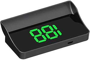 HUD GPS Head Up Display For Cars - Digital Speedometer Odometer With Green Display, KM/H, Compact 92X52x20mm ABS+PC Design, C
