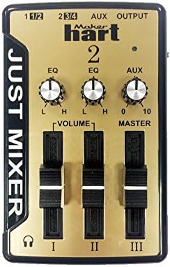JUST MIXER 2 Audio Mixer - Compact USB Powered Stereo Desktop Mixer w/ 3 In / 2 Out (3.5mm) plus USB Audio Output (Gold)
