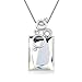 Alvdis Premium Rectangle Shaped Coffee Crystal Pendant Long Chain Necklace - Elegant & Classy Design (White)