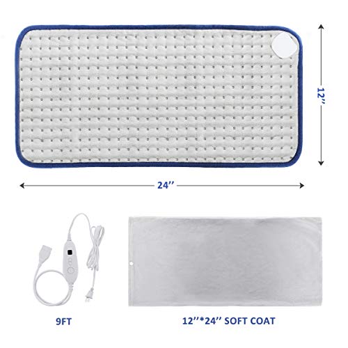 Heating Pads for Back Pain, MIGICSHOW Electric Dry & Moist Heated Pad Large Heat Pad for Cramps Relief, Back, Neck, Abdomen, Legs Ultra-Soft Touch 12''x24'', 6 Heat Settings & 2 Hr Auto Off