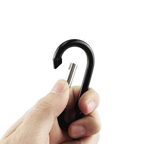 Swatom Aluminum Alloy Carabiner Clip 1.5 Inches Spring Snap Hook Keyring Carabiners for Camping Traveling Hiking Keychains Outdoor Accessories Black (10 Pcs)