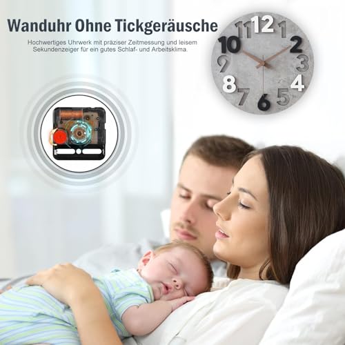 Stellarize Wall Clock Without Ticking Noises Modern Wooden 3D Kitchen Clock for Living Room Children's Room Office (30 cm)