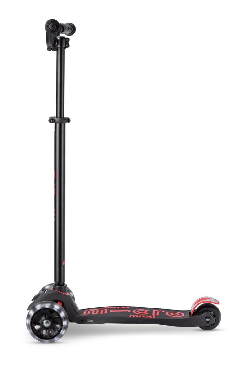 Micro Kickboard - Maxi Deluxe Pro LED Kick Scooter - Smooth-Gliding, 3-Wheeled, Light-Up Wheels, Lean-to-Steer Design with Fat, Stable Wheels and Chopper-Style Handlebars for Ages 5-12