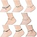 FUNRUN JEWELRY 8PCS Starfish Turtle Shell Anklet for Women Girls Handmade Multilayer Anklet Bracelet Adjustable Beach Foot Jewelry
