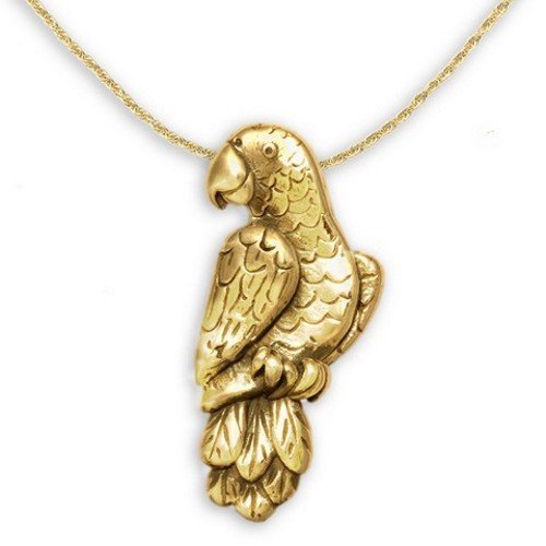 14k Gold African Grey Parrot Pin Pendant by The Magic Zoo