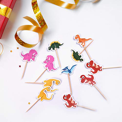 TUPARKA 60 Stücke Dinosaurier Cupcake Toppers Picks Nette Baby Dinosaurier Kuchen Topper für Dinosaurier Party Dekoration Lieferungen – Bild 8