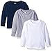 Clementine Apparel Girls 3 Pack Long Sleeve T Shirts Easy Tag Comfort Crew Neck Soft Cotton Blend Undershirts (3311)