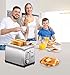 TILON 2 Slice Kitchen Stainless Steel Toaster with Bagel Defrost and 6 Shade Settings Extra Wide Slot/Removable Crumb Tray/Blue LCD Timer Display