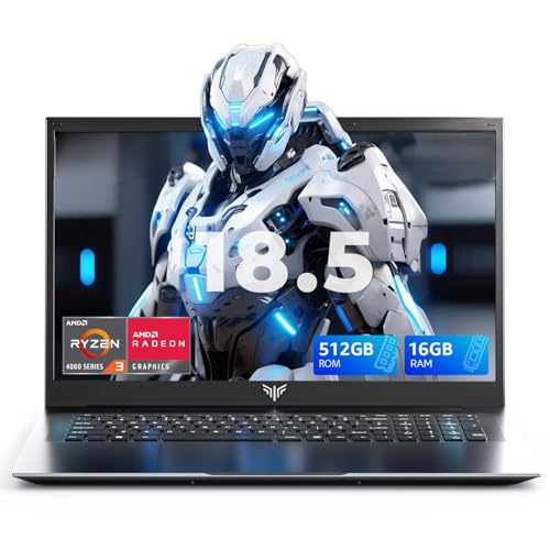 Ordinateur Portable 18,5 Pouces, Pc Portable avec Batterie 7000 mAh,Ryzen 4300U Fréquence Maximale 3,7 GHz, 16 Go Mémoire DDR4, SSD 512 Go, Cartes Graphiques Radeon, Wi-FI 5 Et Bluetooth 5.0