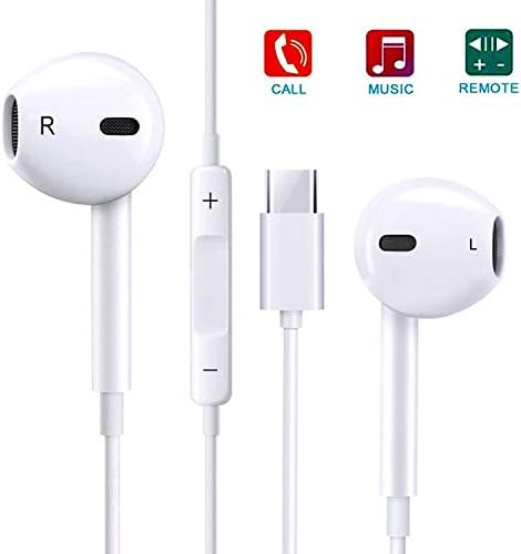 OfsPower Type-C Headphone Microphone, USB-C Earbud Mic, USB Type C Earphones Volume Control, Stereo Headset Noise Cancelling for Huawei Samsung Google LG Sony Headphones