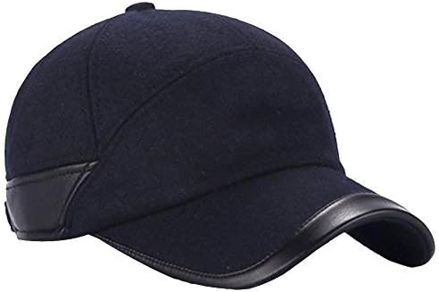 eYourlife2012 Men's Fall Winter Warm Wool PU Leather Peaked Baseball Cap Hat Earmuffs Buckle