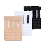 Closecret Women's 3 Rows 4 Hooks Bra Back Strap Extender(Set of 3,White, Nude,Black )