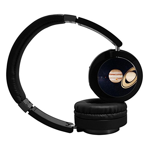 Gamer chart Earth Moon Planet Sci Fi Stereo Wireless Headphones with Microphone On-ear Foldable Portable Music Headsets for Cellphones Laptop Tablet TV HeadphonesBlack