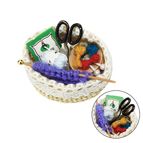 Vibola 1/12 Dollhouse Accessories,1:12 Scale Dollhouse Miniature Knitting Tools Model for Doll House Suitable for Kids Pretend Play Dollhouse Toy