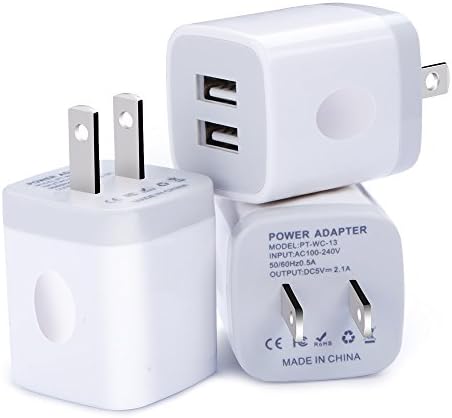 USB Wall Charger, HopePow 3-Pack USB 5V/2.1A Home Travel Wall Charger Dual Port Plug for iPhone 7 / 7 Plus / 6s / 6s Plus, iPad, Tablet, Samsung, HTC, LG, iPod, Nokia