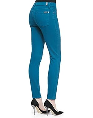 7 For All Mankind Women's Slim Illusion in Nautical Teal Skinny Slim Pants