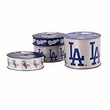 Offray 4-Pack MLB LA Dodgers Ribbon, White/Blue