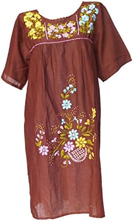 Bonya Women's Floral Embroidered Mexican Tunic Blouses (Color7)