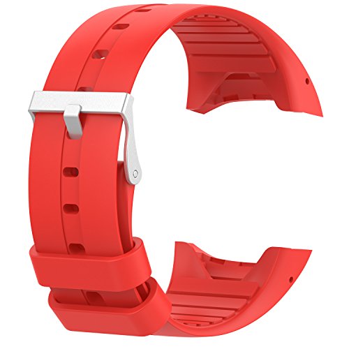 RuenTech Bands for Polar M400/M430 watch Strap Replacement Soft Silicone Wristband Sports Band For Polar M400 and M430 GPS Smart Sports Watch (Red, M(5.5''-8.0''))