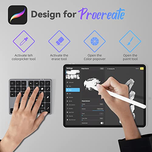 Doohoeek Backlit Buetooth Keypad for iPad Procreate, Rechargeable