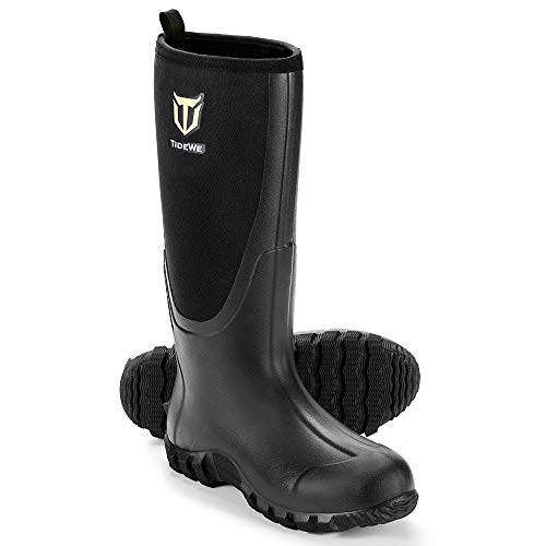 TIDEWE Rubber Boots for Men MultiSeason, Waterproof Muck Rain Boots with Steel Shank, 6mm