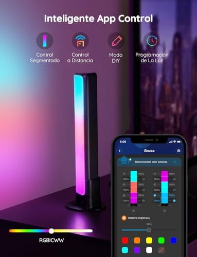 Barras de Luz, Retroiluminación de TV RGBICWW Funciona con Alexa y Google Assistant, Regulable 16 Millones de Colores Para Habitaciones, Decoración de Juegos