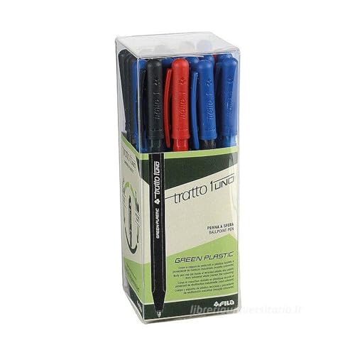TRATTO 1 - Boîte 24 stylos assortis en plastique recyclé