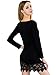 MiYang Women's Long Sleeve A-line Lace Stitching Trim Casual Dress M Black