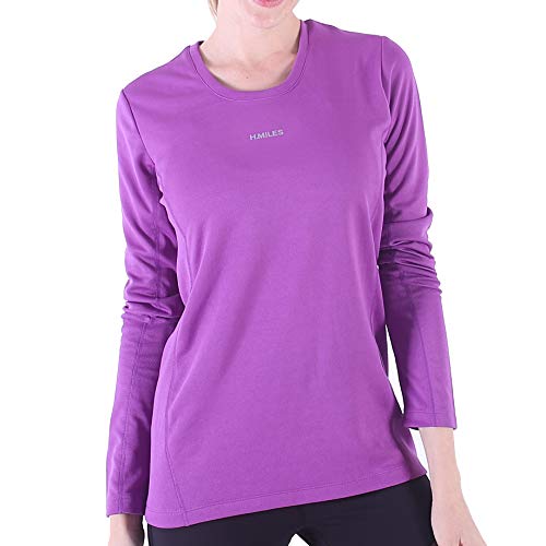 H.MILES Womens Running Shirt Long Sleeve Dry Fit Compression Tops Purple M