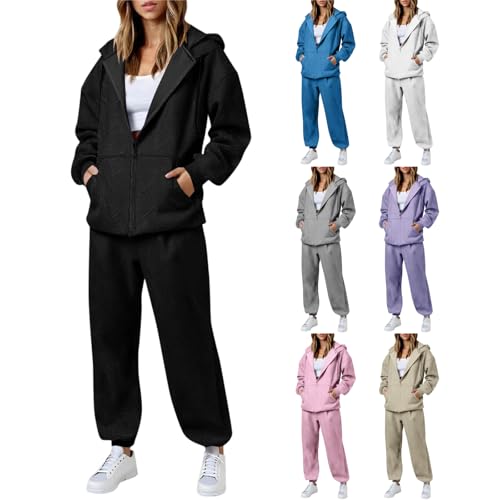 Sweat Suits for Womens 2 Piece Zip up Sweatshirt and Sweatpants Set Casual Jogger Sweatsuit Oversized Fall Tracksuit