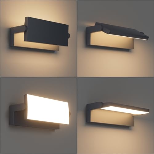 Klighten 45 W LED Outdoor Indoor Rotatable Wall Light, IP65 Waterproof Modern Wall Light, Adjustable Wall Lamp for Garden, Entrance, Terrace, 3480LM, Warm White 3000K, Anthracite
