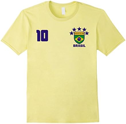 Mens Brasil Brazil Brazilian Futebol Soccer T-Shirt Large Lemon