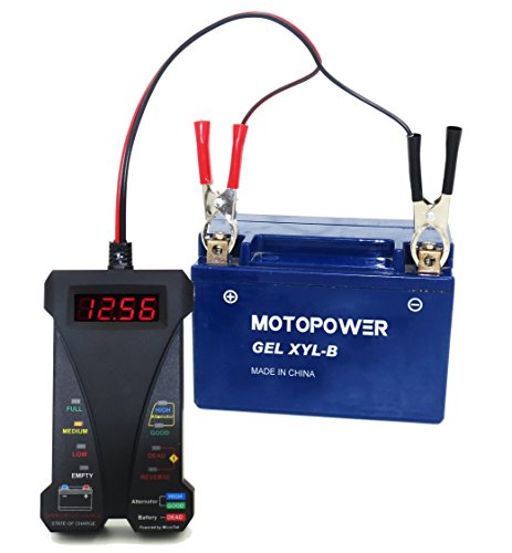 MOTOPOWER MP0514A 12V Digital Battery Tester Voltmeter and Charging System Analyzer with LCD Display and LED Indication - BLACK VERSION