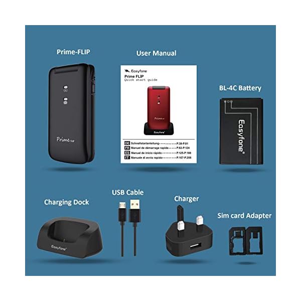 Easyfone-Prime-Flip-Big-Button-Senior-Flip-Mobile-Phone-Easy-to-Use-Clamshell-Mobile-Phone-for-Seniors-with-Charging-Dock-Red Easyfone Prime-Flip GSM SIM-Free Mobile Phone for Elderly, Unlocked Senior Phones with Big Button, Basic Mobile Phone…