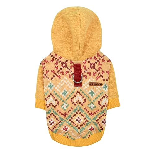 Puppia Skadi Winter Hoodie Warm Cozy Fashionable for Small Dogs, Yellow, X-Large