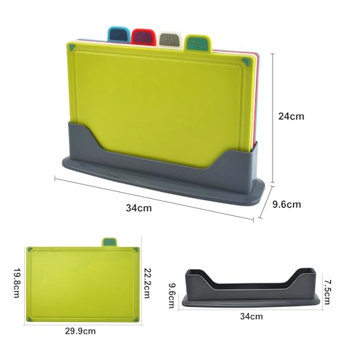 Tablas de Cortar para Cocina（juego de 4 piezas）,Tablas de Cocina picar cocina,Tabla para Cortar Plastico con Asas Antideslizantes Verduras,Carne,Pan y Fruta