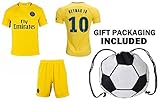 Fan Kitbag Neymar Jr #10 PSG Soccer Jersey & Shorts Paris Saint Germain Youth Kids Home/Away ✓ Premium Gift Set ✓ INCLUDED Soccer Ball Backpack (Youth Small 6-8 Years, Away Short Sleeve)