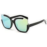Supertrip Womens Fashion Oversized Round Square Plastic Vintage Cut-Out Flash Mirror Lens Cat Eye Sunglasses Color Black/Gold