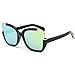 Supertrip Womens Fashion Oversized Round Square Plastic Vintage Cut-Out Flash Mirror Lens Cat Eye Sunglasses Color Black/Gold