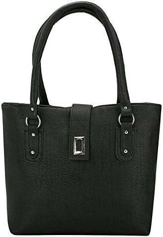 Typify Casual Shoulder Bag Magnet Button & Zip Closure Women & Girl's Handbag (Black)