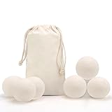 Wool Dryer Balls 6-pack XL 100% Pure Organic Premium Reusable Natural Fabric Softener,Reduce Wrinkles & Static Cling, Save Drying Time and Chemical Free