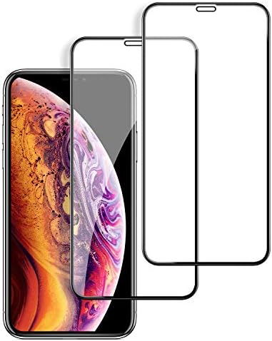 Haeylos iPhone XS Max Screen Protector Tempered Glass (2 Packs), 6D Full Coverage Screen Protector, High Clarity, Anti Impact Scratch and Fingerprint, Case Friendly, Easy Application