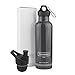 Futurepace Tech Large Dark Gray, Reusable, Eco, Metal Insulated Sports Water Bottle 25oz BPA Free, Bonus Sports LID - Mega Savings Over Plastic! Perfect for Men, Women, Boys, Girls!