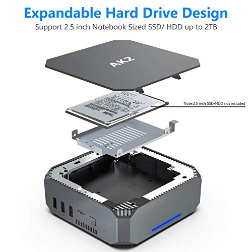 AK2 Mini PC Intel Celeron J3455 Windows 10 Pro Mini Computer 4K HD,Gigabit Ethernet (8GB+120GB/Intel Celeron J3455) - Thumbnail 5