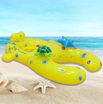 Mother and Baby Safety Kids’ Swim Float, Soft Inflatable Kids Chair Seat Double Person Swimming Ring Pool Toys for Family Activities (Yellow)