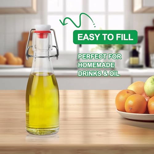 BUCOMTU Pack of 10 Glass Bottles 150 ml with Swing Stopper, Glass Bottles for Filling, for Liquor Bottles, Syrups, Drinks, Cooking Oils, Flavoured Vinegars (Pack of 10 - 150 ml)